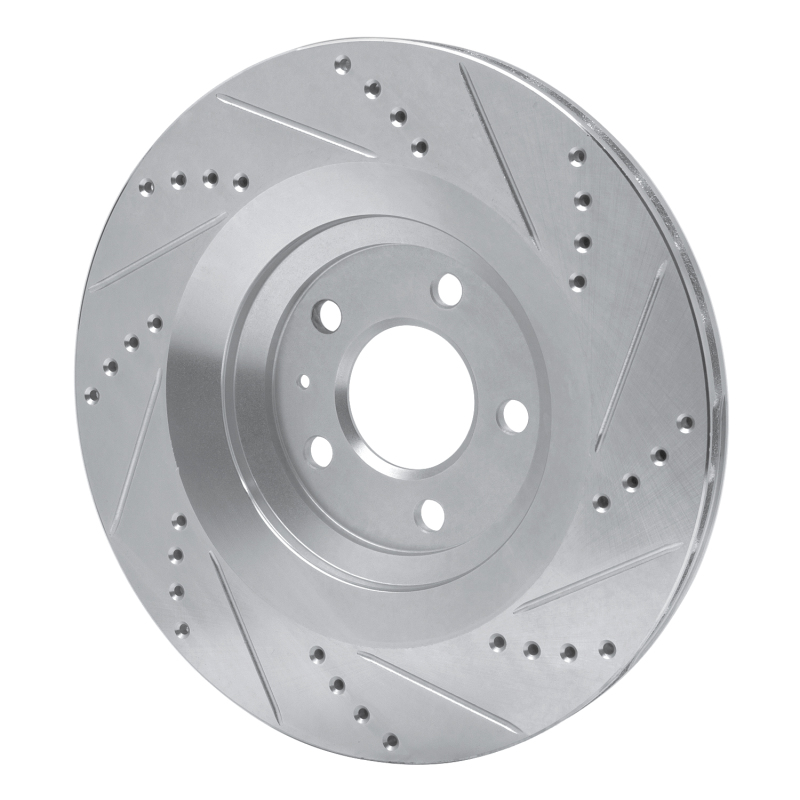 Audi S6 Brake Rotor (1) - Rear Left - R1 Concepts - Drilled & Slotted - Silver - `07-`11